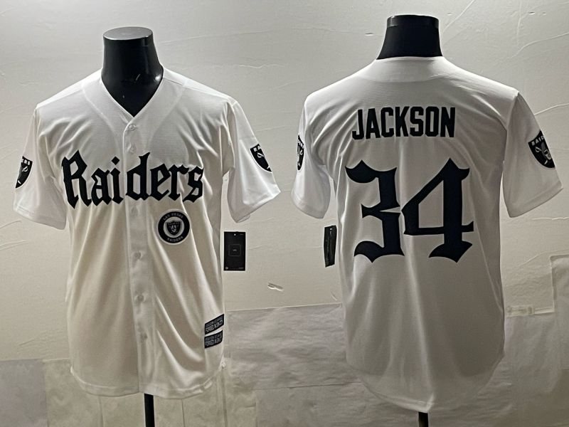 Men 2025 Oakland Raiders 34 Jackson white 6th generation Joint Name Nike Limited NFL Jersey style 011